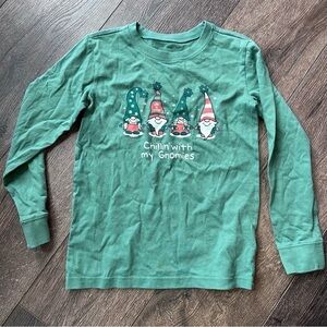 Life is Good kids medium chillin with my gnomes holiday Christmas long sleeve t
